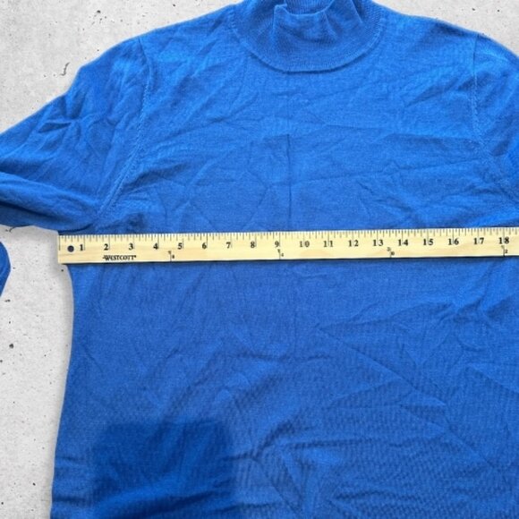 Basler Sweater Turtleneck Ribbed Knit Long Sleeve Wool & Silk Blend Blue Women's - Picture 5 of 9